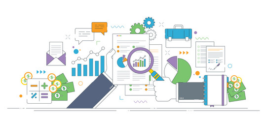 Financial strategy and growth analysis in business illustration.