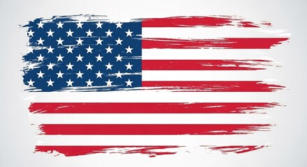 Grunge American Flag Patriotic Illustration for Independence Day and National Celebrations - Red, White, and Blue Banner