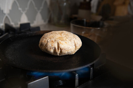 Tortias or roti on gas stove 