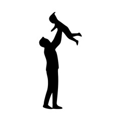 vector silhouette of father playing with daughter
