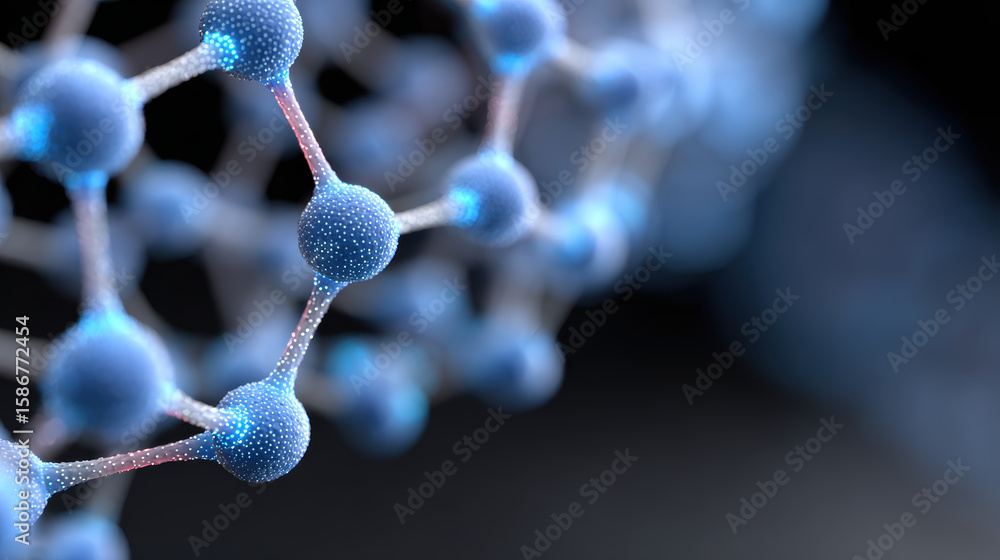 Poster futuristic blue molecule structure in science research using ai for advanced covid diagnostics and n