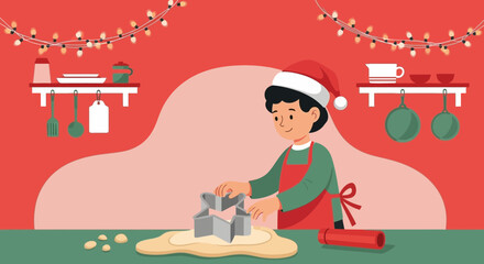 Happy Holiday Baking Festive Atmosphere Of Christmas Cookies Preparation