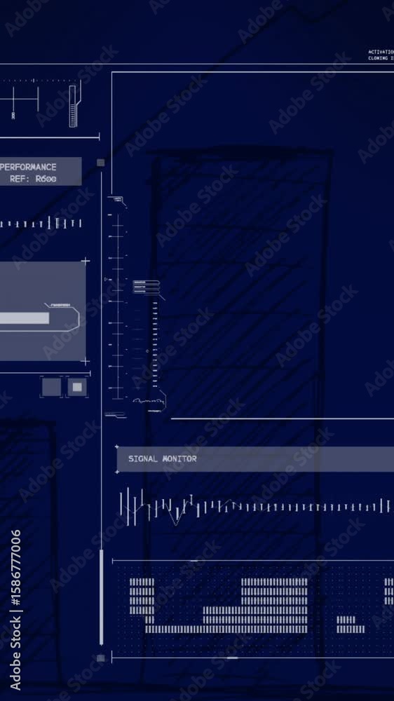 Poster animation of data processing on interface screen