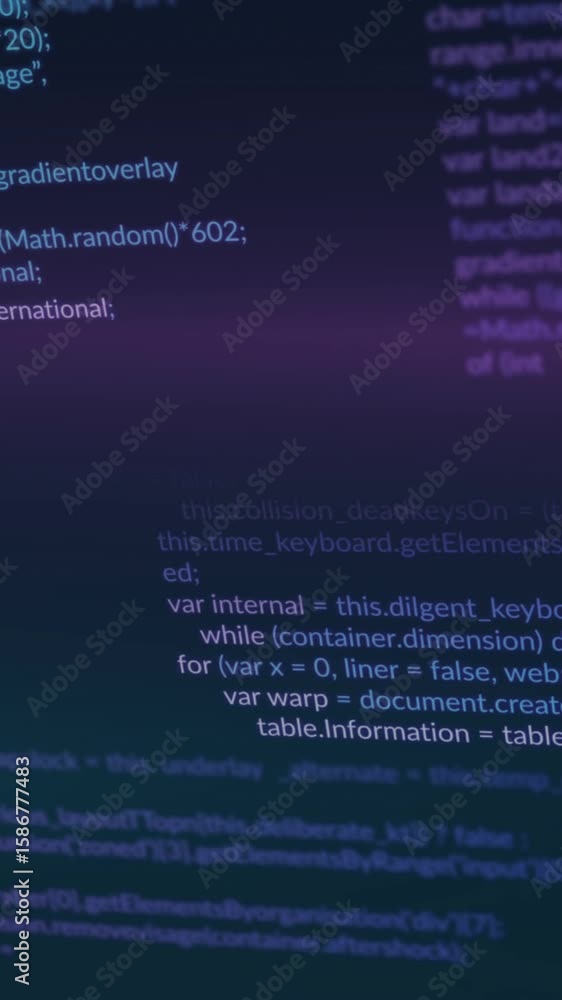 Poster animation of data processing over blue lines on blue background