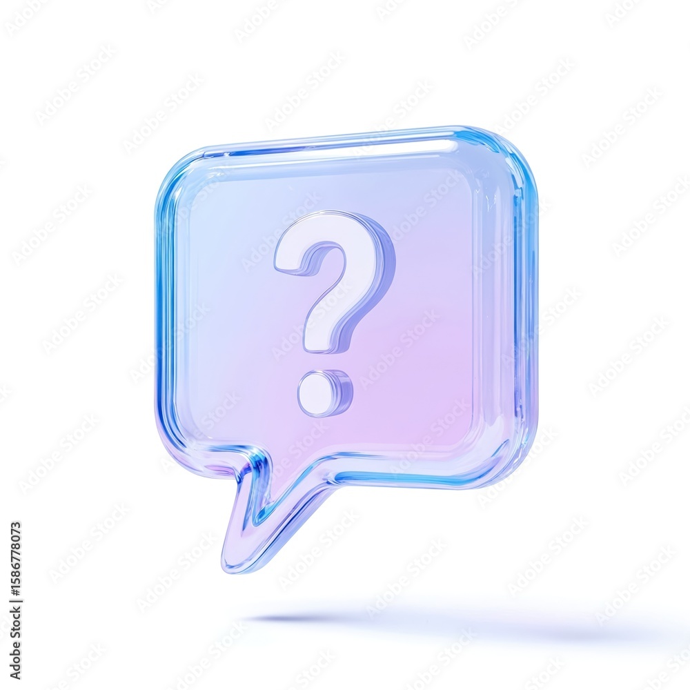 Fototapete 3d rendered illustration of transparent speech bubble containing question mark symbol. design repres
