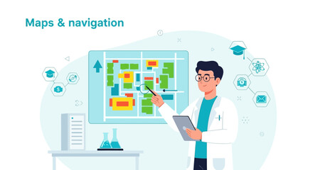 Scientist Analyzing City Plan With Digital Tools For Urban Development Strategies