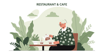 Senior Woman Enjoys A Quiet Moment With Tea In A Cafe Setting
