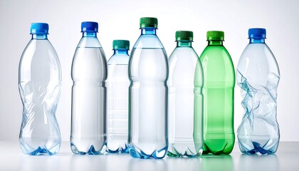 Naklejka premium Plastic water bottles in various states