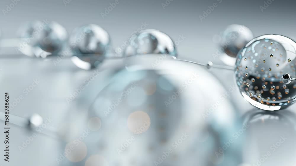 Poster abstract science exploring glass sphere molecule network structure. futuristic technology and innova