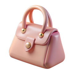 3d pink handbag isolated on transparent background
