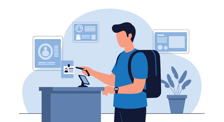 Modern Automated Identity Verification For Secure Access System Illustration