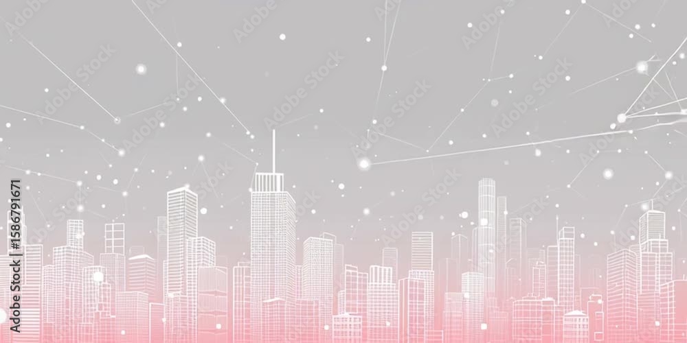 Poster abstract light gray background with digital network connection dots and lines abstract line art illu