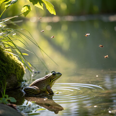 frog in the water