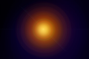 Soft Glowing lamp on dark background. Sunlight and sunrays with black background. Lens Flare Effect, 3d render