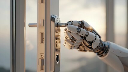 Future of assistive technology bionic robot prosthetic hand unlocking door lock for hopeful independence and innovation - Powered by Adobe