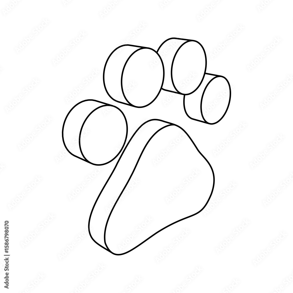 Poster the outline of a large pet symbol is made with black lines. 3d view of the object in perspective. ve