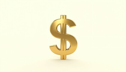 Obraz premium Shiny golden dollar symbol, three-dimensional illustration. Represents finance, wealth, currency, business concepts. Useful for banking, economy, investment, market themes. Strong icon for financial