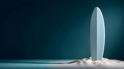 
A clean poster-style layout of a surfboard