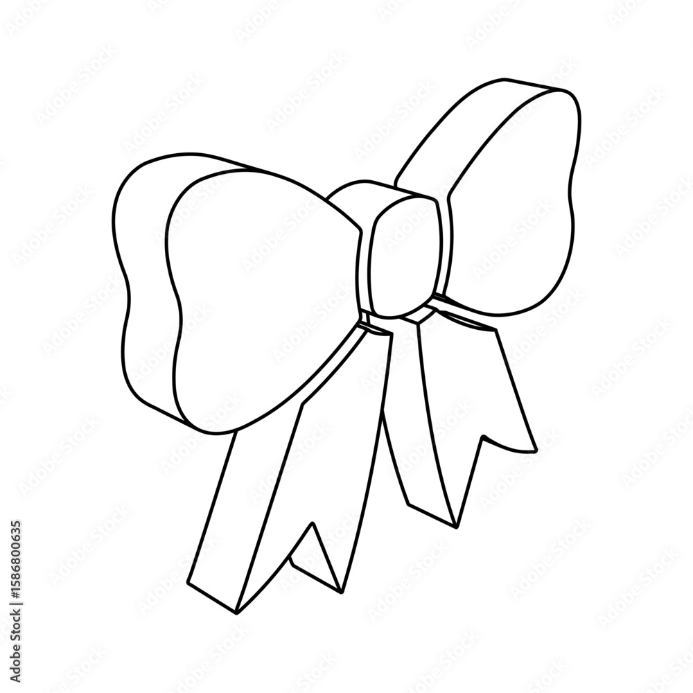 Poster the outline of a large bow symbol is made with black lines. 3d view of the object in perspective. ve