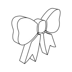 The outline of a large bow symbol is made with black lines. 3D view of the object in perspective. Vector illustration on white background