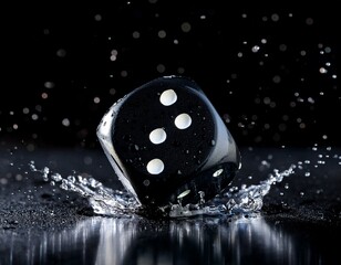 black die on black surface splashing water