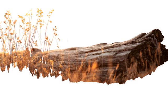 dead tree stump on White background 