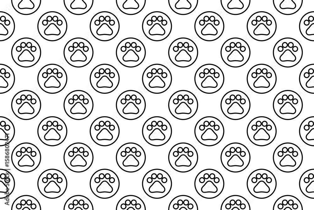 Aufkleber Seamless pattern completely filled with outlines of pet symbols. Elements are evenly spaced. Illustration on transparent background