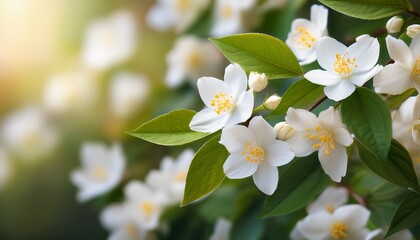 jasmine flowers on the branch with flower background