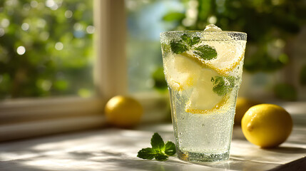 A cocktail glass with tropical fruit and umbrella