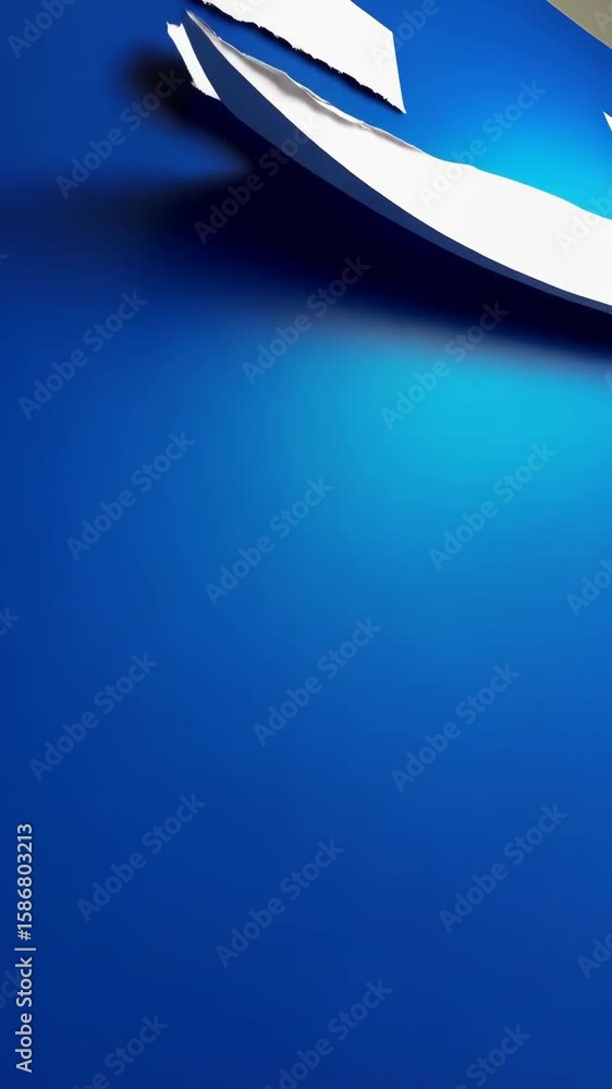 Aufkleber abstract torn white paper sheets revealing a blue background creating an interesting composition.