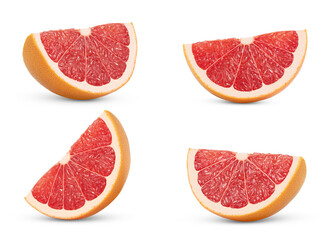 Fresh Grapefruit Slices on White Background. Healthy Citrus Fruit Concept