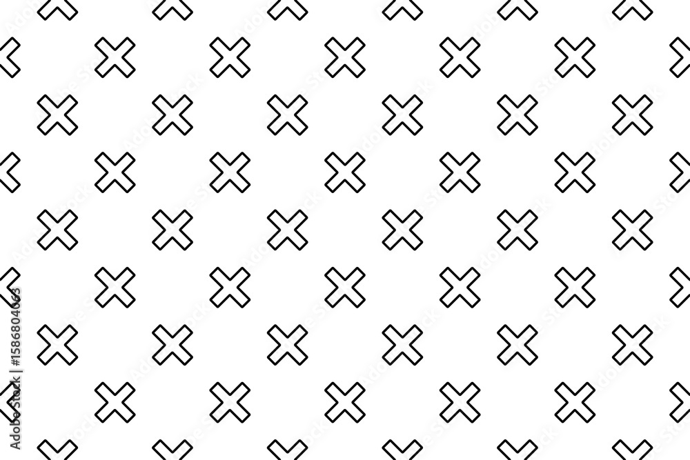 Poster seamless pattern completely filled with outlines of multiplication symbols. elements are evenly spac