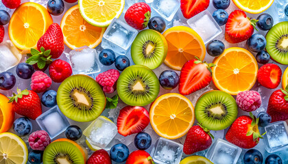 colorful fruit on ice