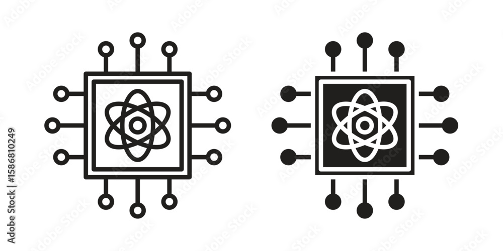 Poster quantum computing icon symbol concept. icons for web and mobile.