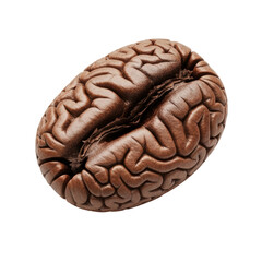 A conceptual image of a coffee bean intricately shaped like a human brain, symbolizing mental alertness, cognitive function, and the intellectual boost from caffeine.