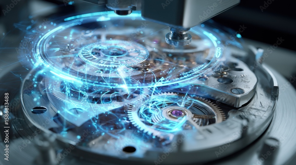 Poster advanced automated system meticulously inspects watch components, ensuring precision and enhancing q