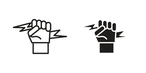 Hand with Power icon symbol concept. Icons for web and mobile.