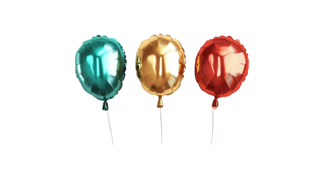 Foil balloon text effect drawn in a minimalist flat design style with precise vector elements isolated on transparent background 