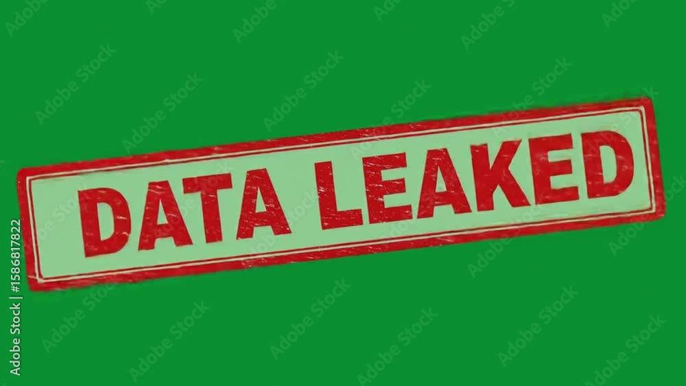 Aufkleber a rectangular sign with the words data leaked in red letters on a light green background image view
