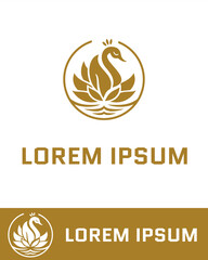 Elegant swan logo design combined with lotus flower elements enclosed in a circular frame