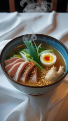 A vibrant bowl of ramen