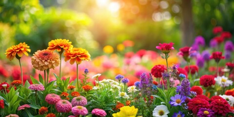 Obraz premium Colorful flowers blooming in a lush garden, color palette, flowers, color palette, flowers, nature