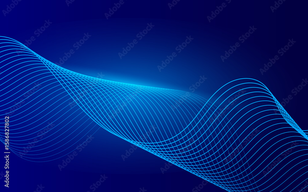 Poster technology abstract background.blue gradient with shining waves lines colorful.modern background