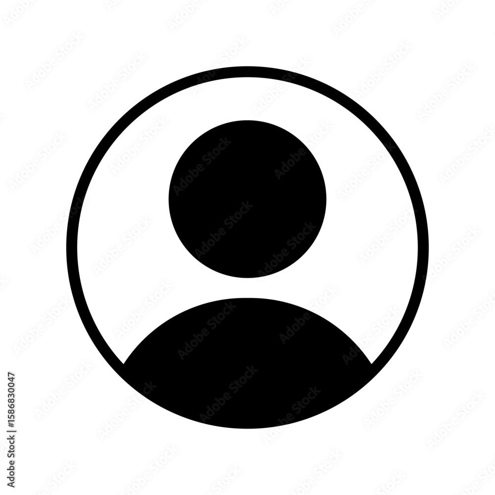 Poster simple profile icon. thin avatar outline. user circle vector. account badge symbol.