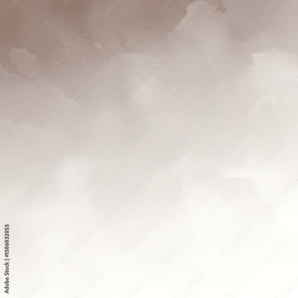 Poster soft, flowing watercolor texture with a gradient from sepia brown to white, creating a subtle and ar