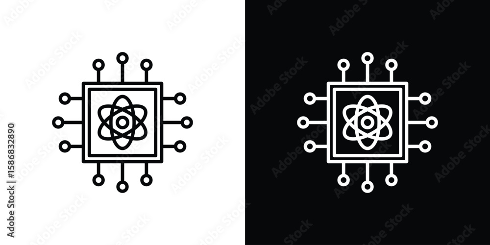 Poster quantum computing icon for apps. icon design template.
