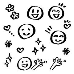 Fototapeta premium マーカーで描いた落書きのようなかわいいスマイルマーク