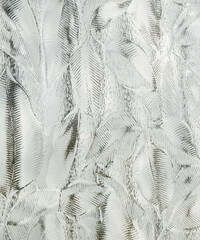 Macro texture of glass window and white curtain.