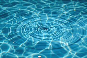 Close-up of water ripples with concentric circles and distorted light patterns, creating an abstract and serene background.