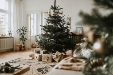 minimalist atmosphere of christmas celebration in usa showcasing ecofriendly gifts